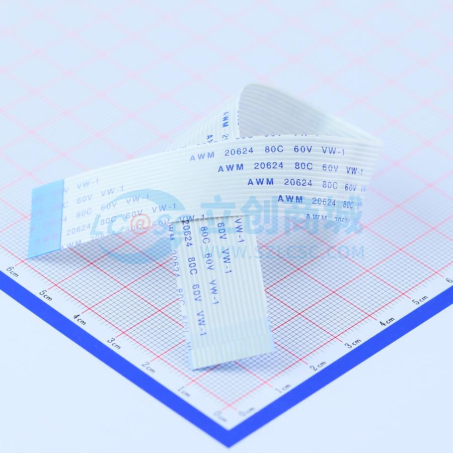 FFC连接线 16P 间距1.0mm 长20CM 反向实物图