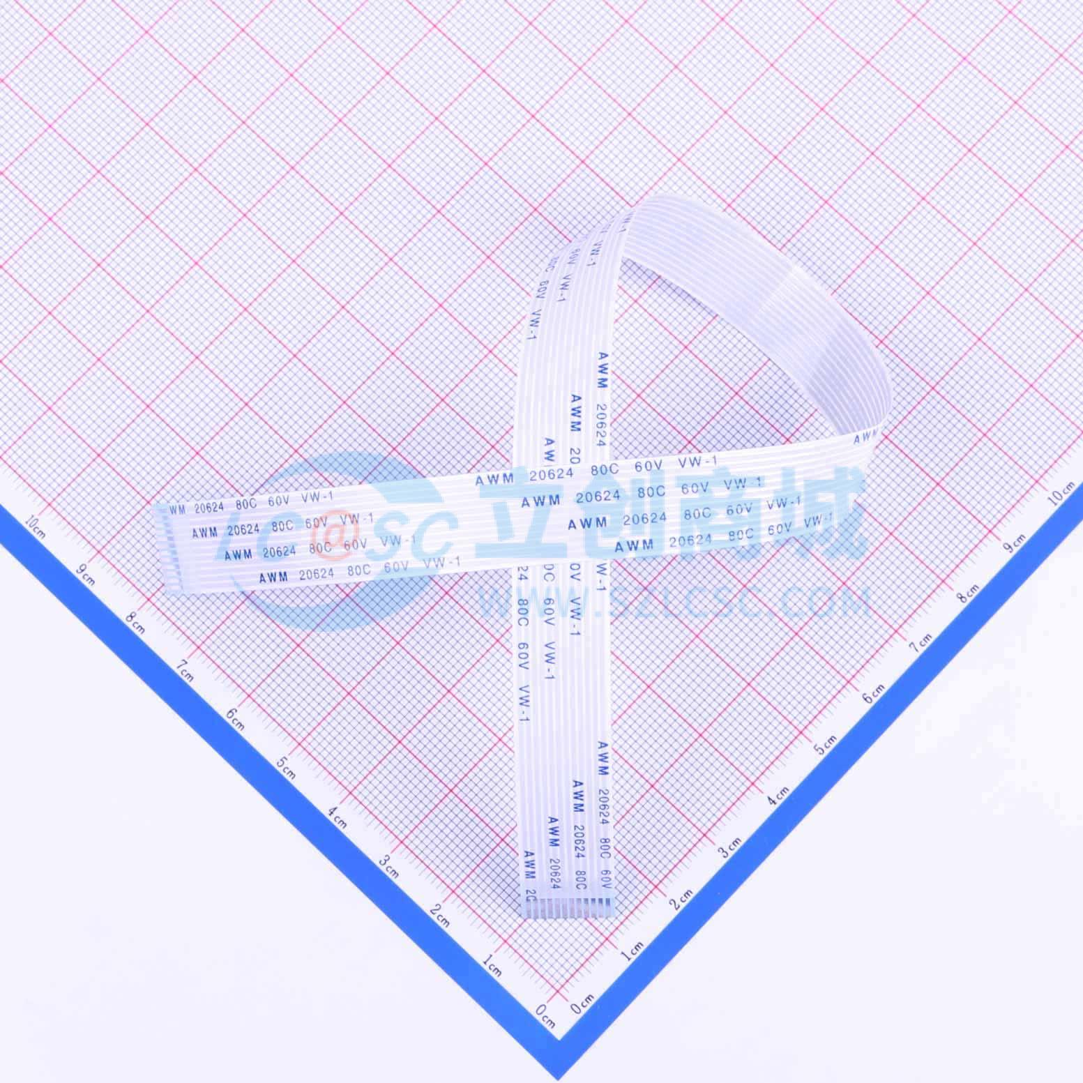 FFC连接线 12P 间距1.0mm 长30CM 同向实物图