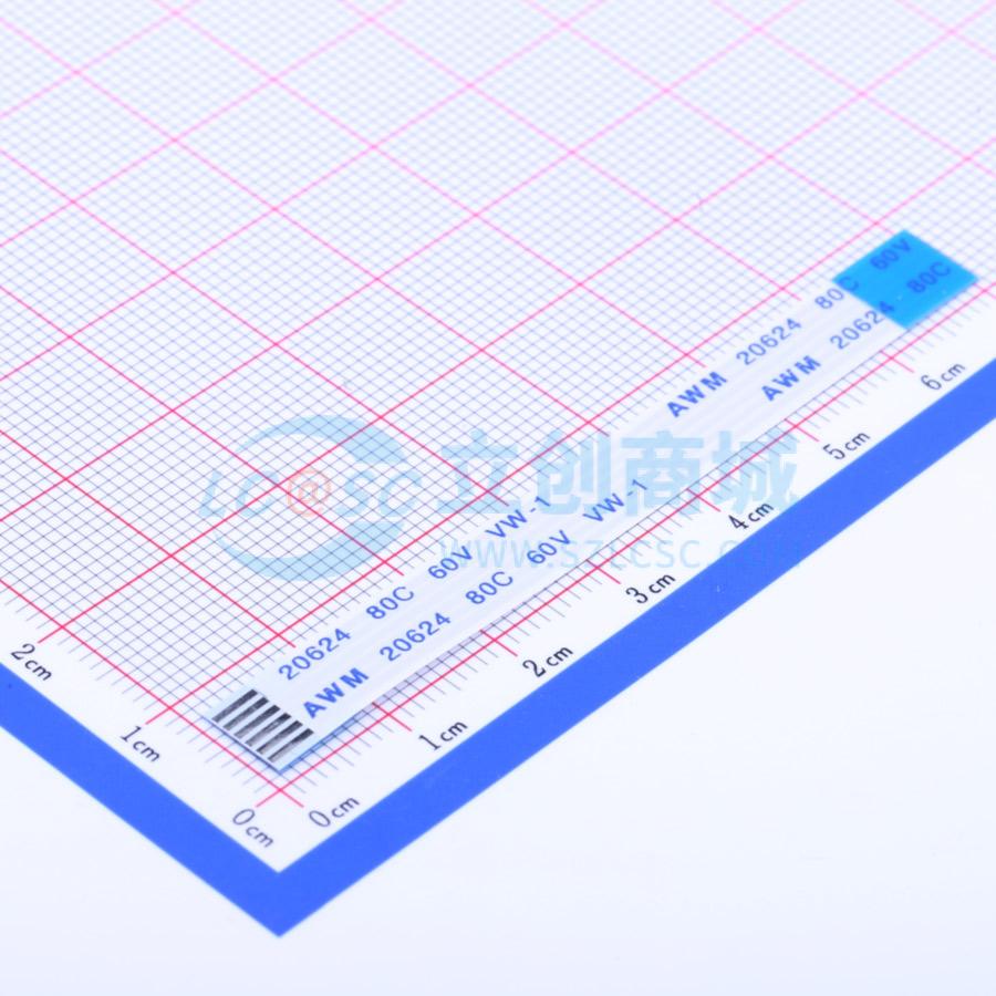 FFC连接线6P间距1.0mm长7CM反向实物图