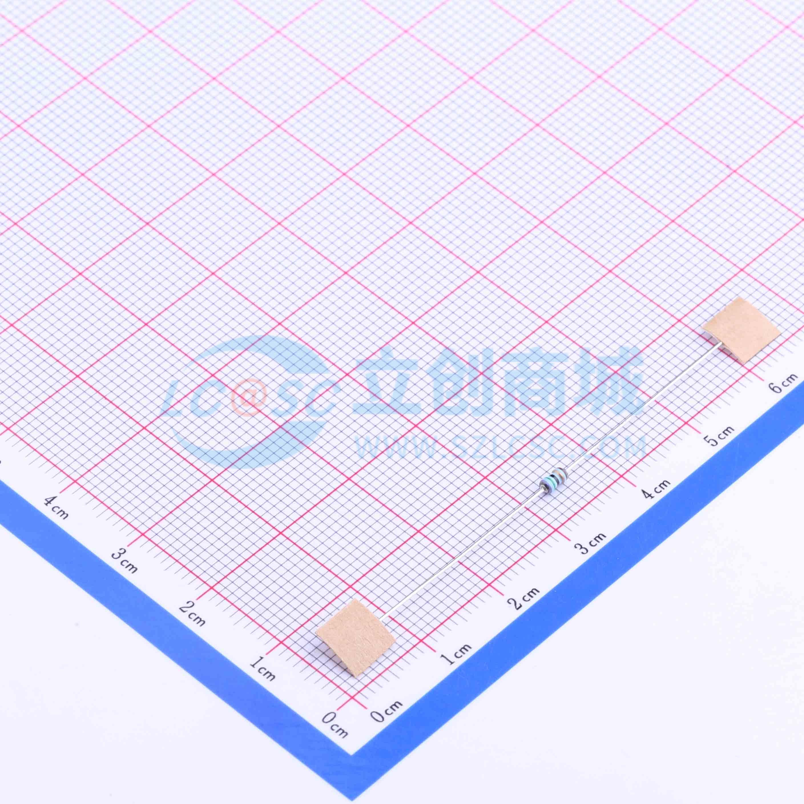 点击查看大图 MF1/8W-75Ω±1% T实物图