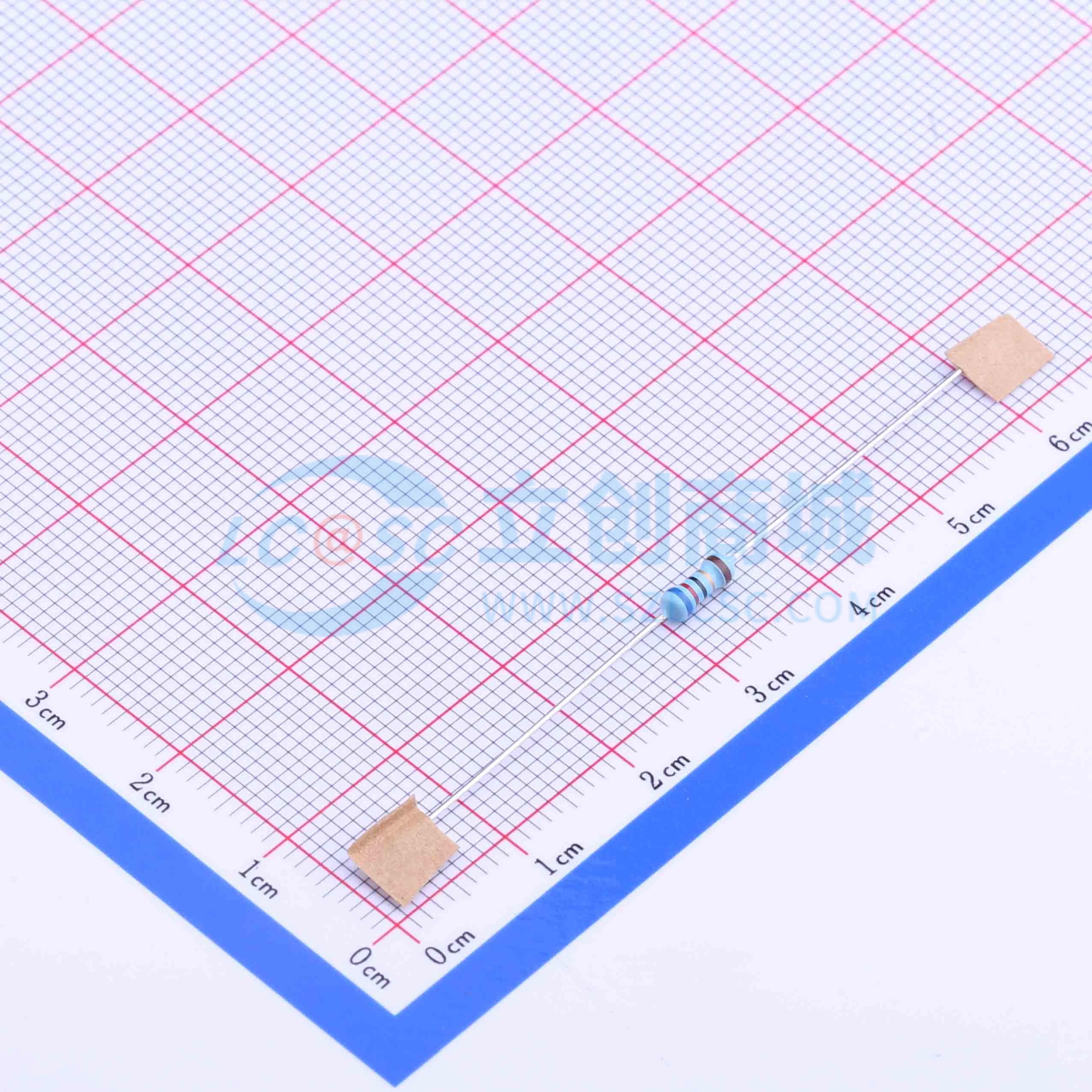 点击查看大图 MF1/4W-62Ω±1% T实物图