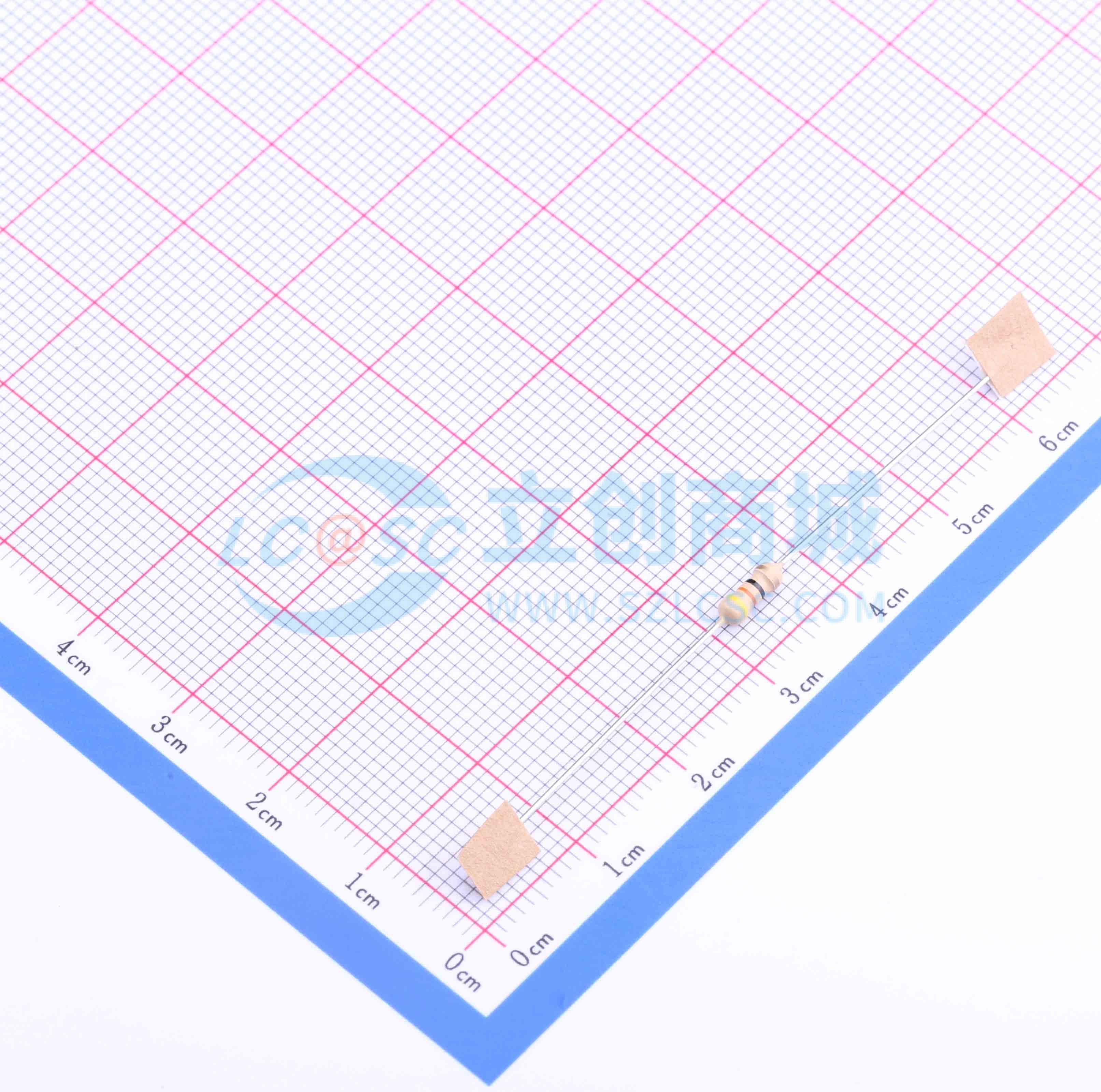 点击查看大图 CF1/4W-43Ω±5% T实物图