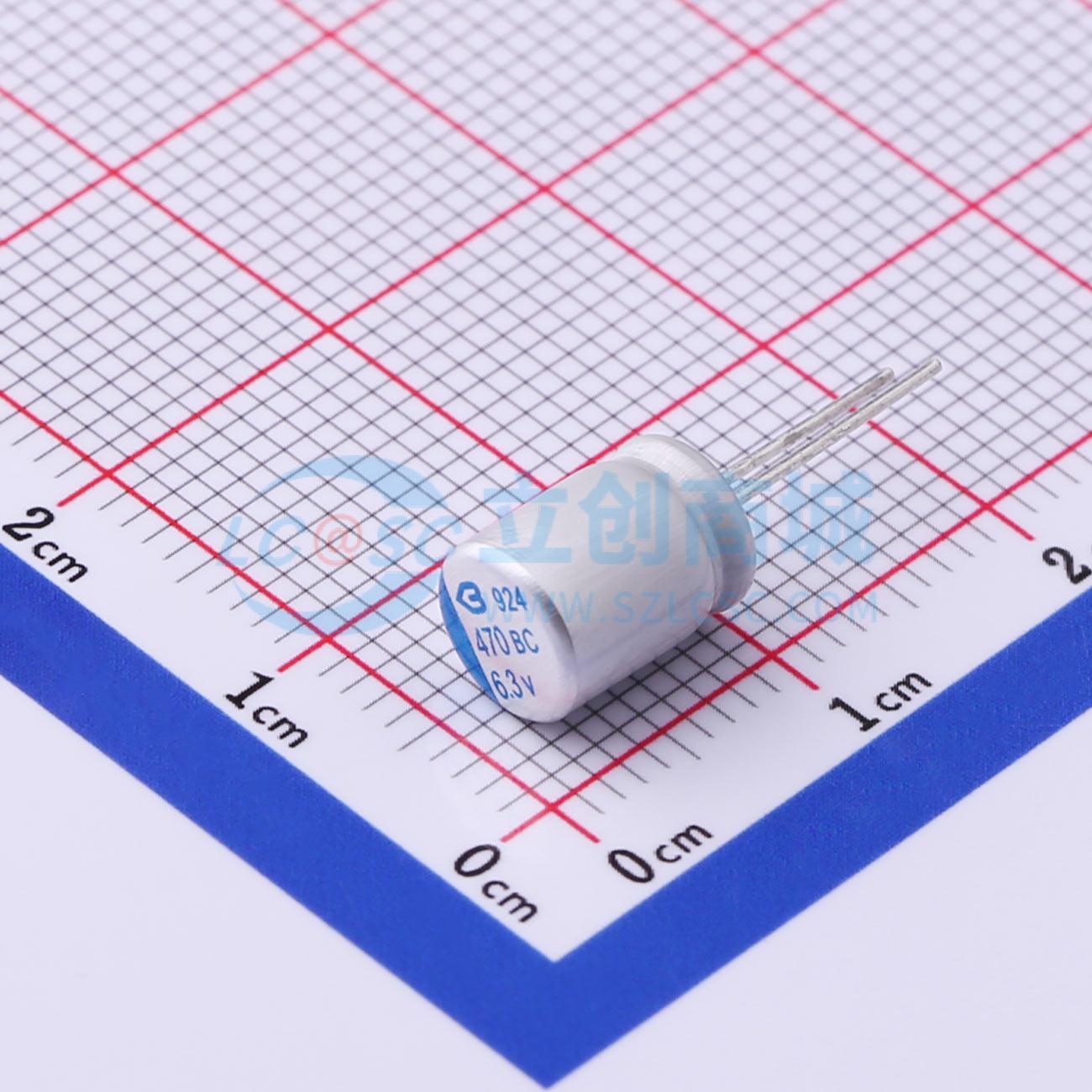 点击查看大图 BC6R3M471LC6.3*8L-1A42R5L=10±0.5T实物图