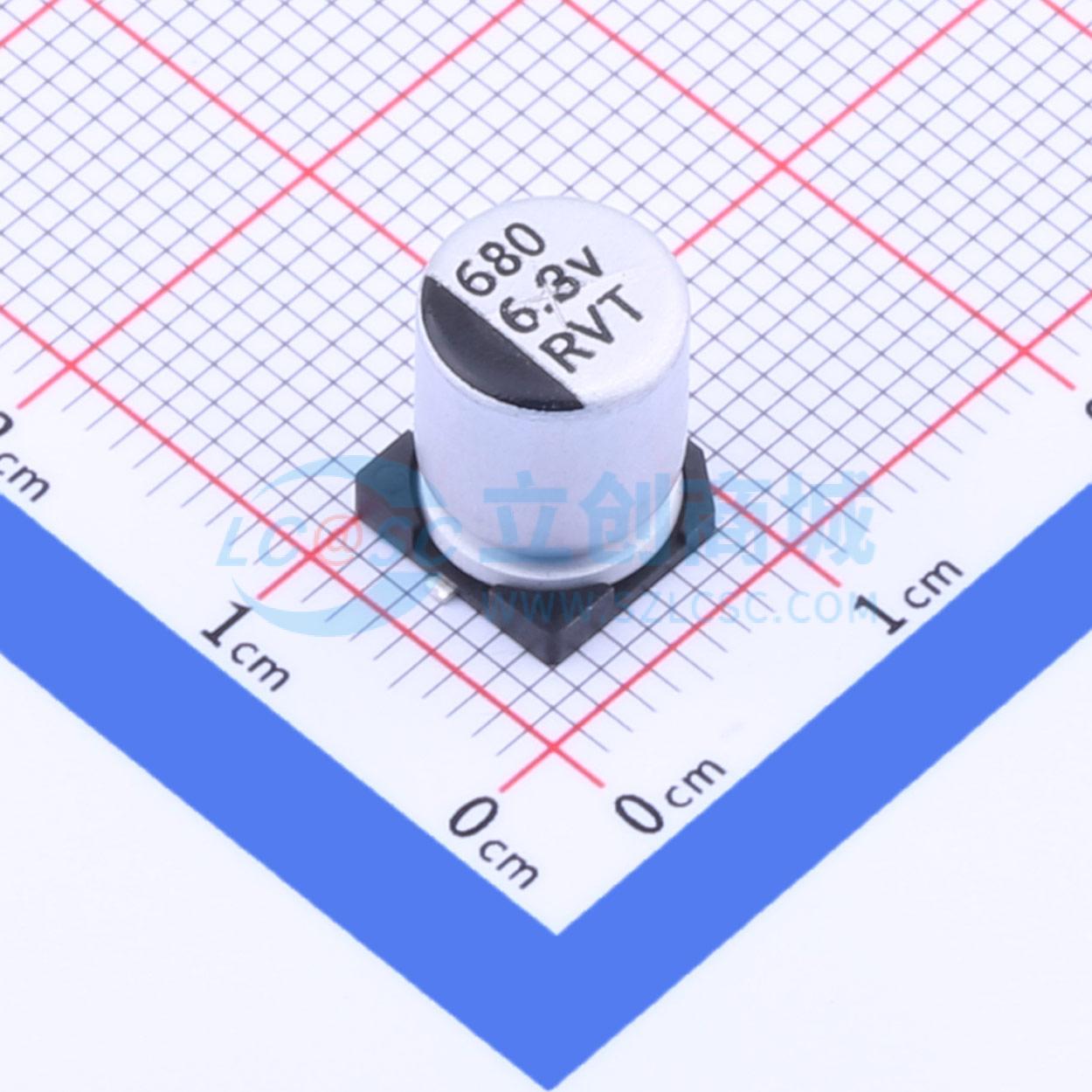 点击查看大图 RVT0J681M0810 680UF 6.3V实物图