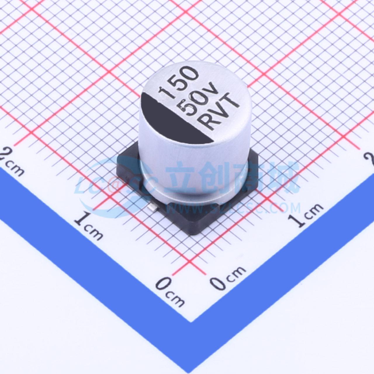 点击查看大图 RVT1H151M1010 150UF 50V实物图