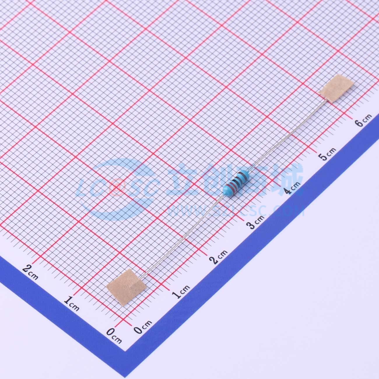 点击查看大图 MF1/4W-2.2KΩ±1%T52实物图