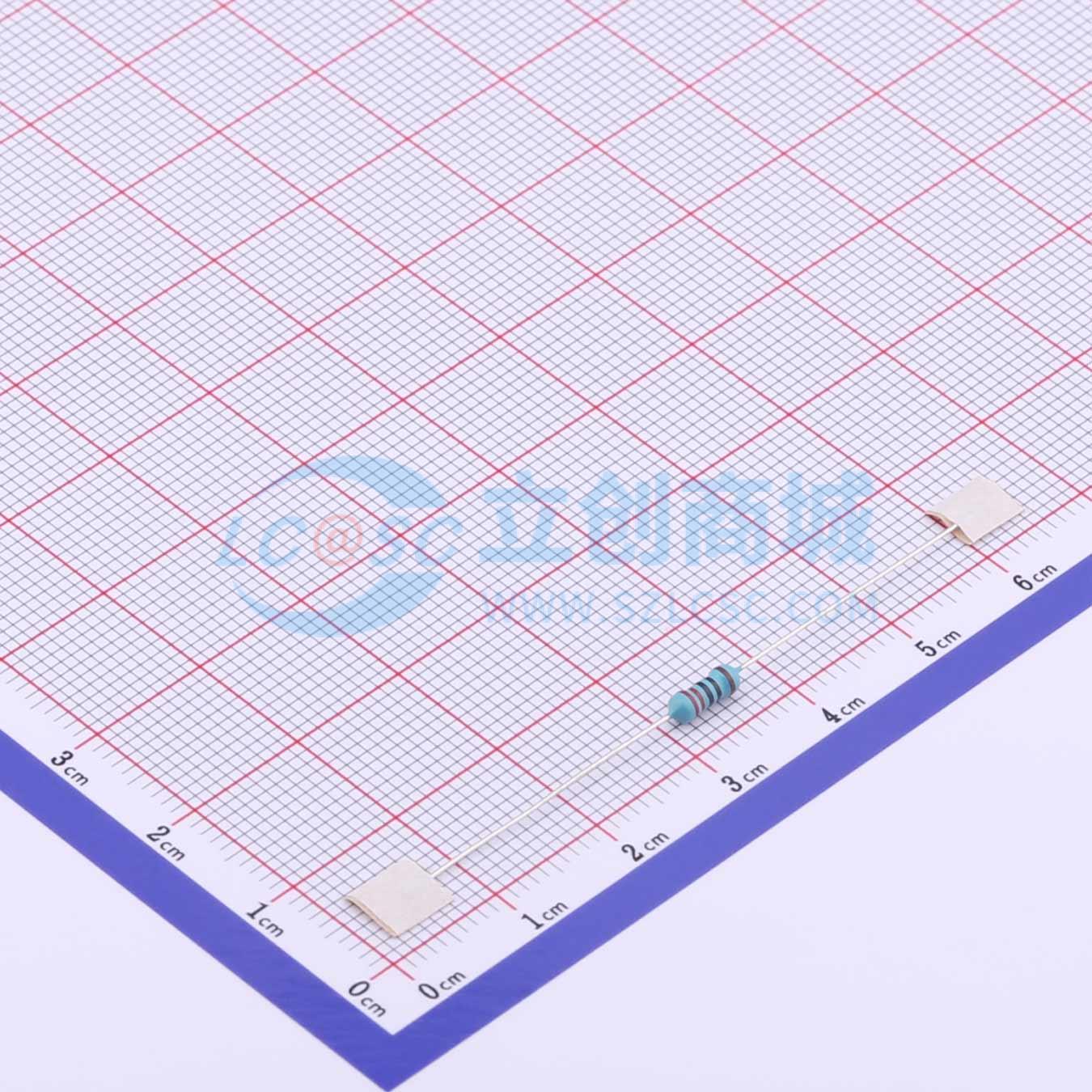 点击查看大图 MF1/4W-220Ω±1%T52实物图