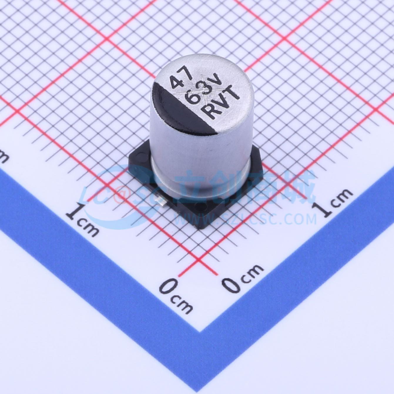 点击查看大图 RVT1J470M0810 47UF 63V实物图