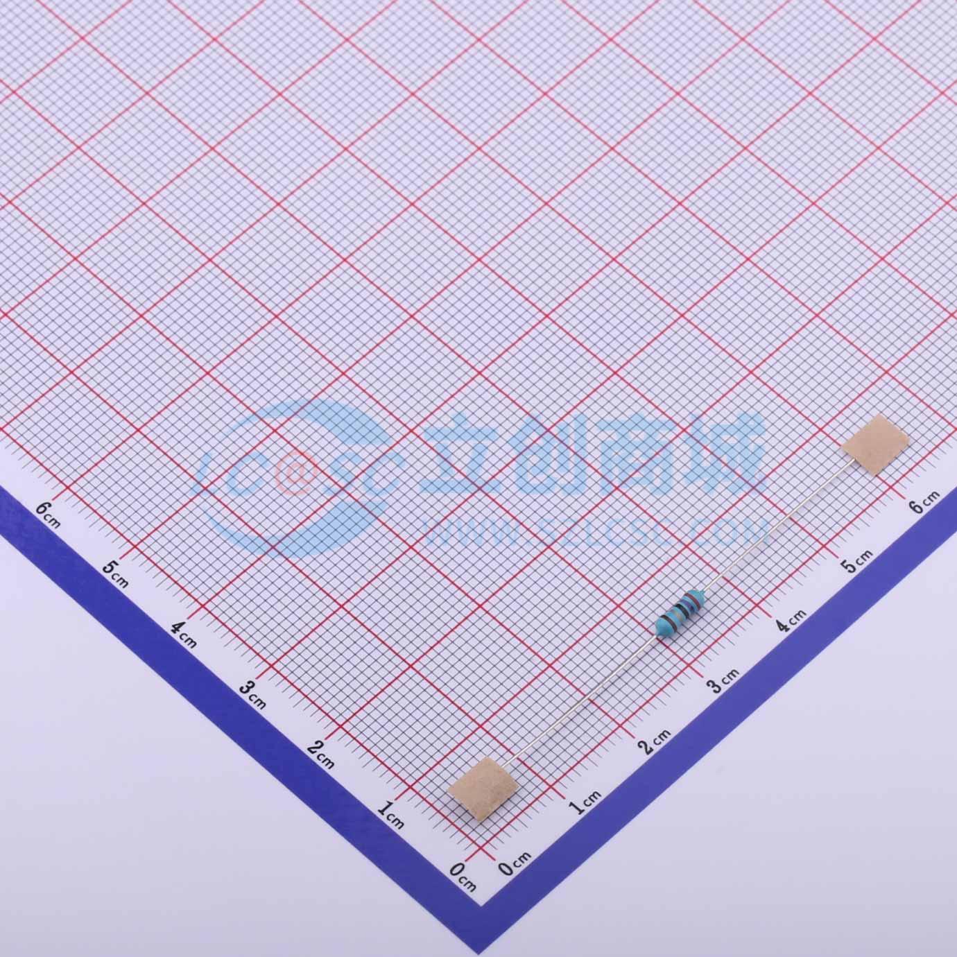 点击查看大图 MF1/4W-27Ω±1%T52实物图