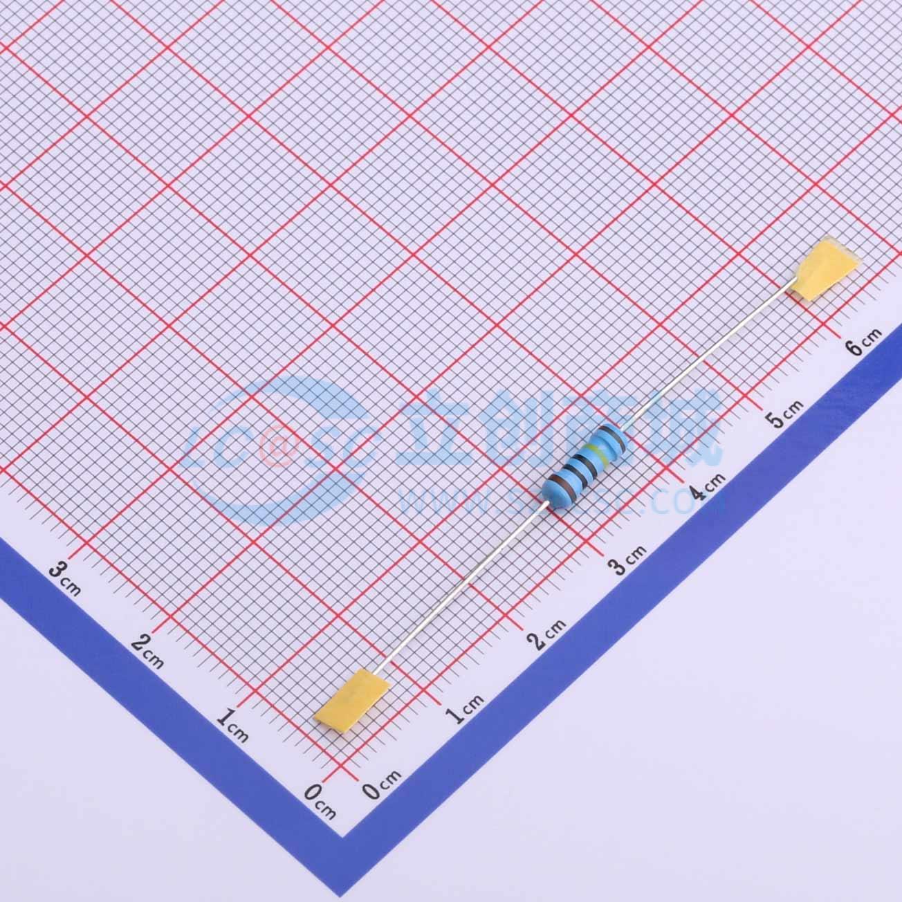 点击查看大图 MF1/2W-1MΩ±1%T52实物图