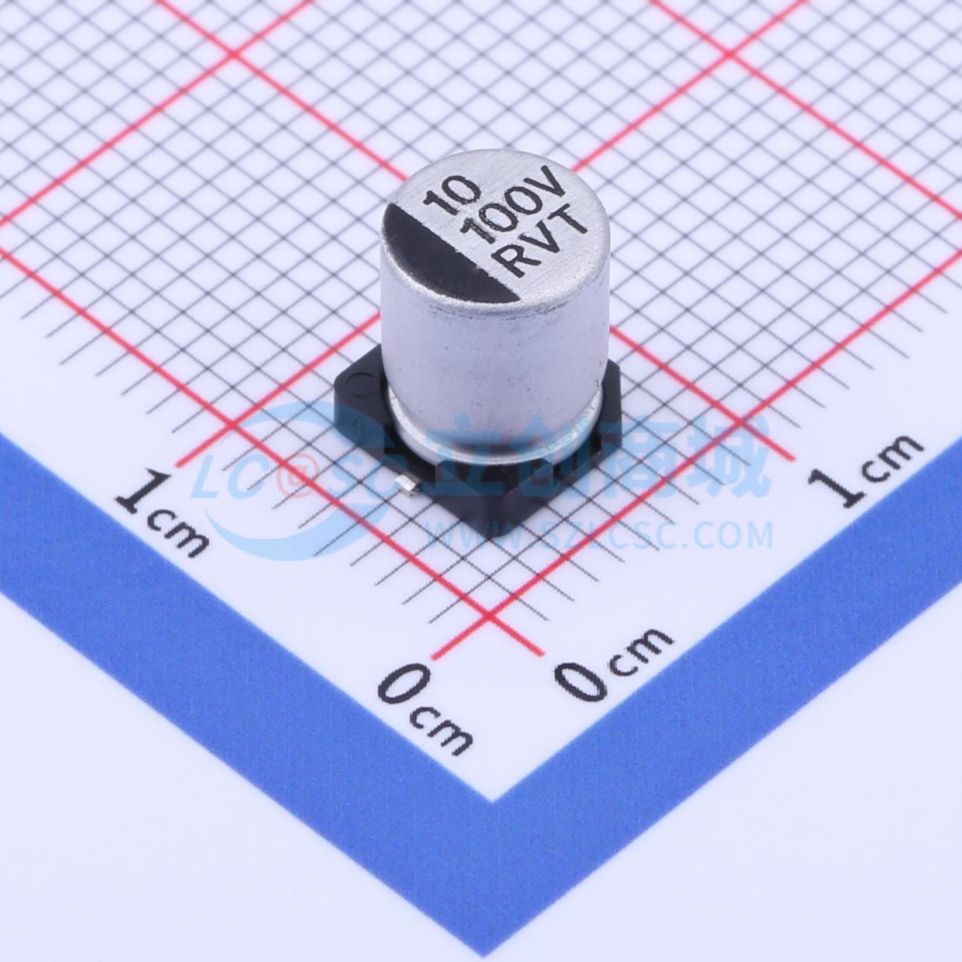 点击查看大图 RVT2A100M0607 10UF 100V实物图