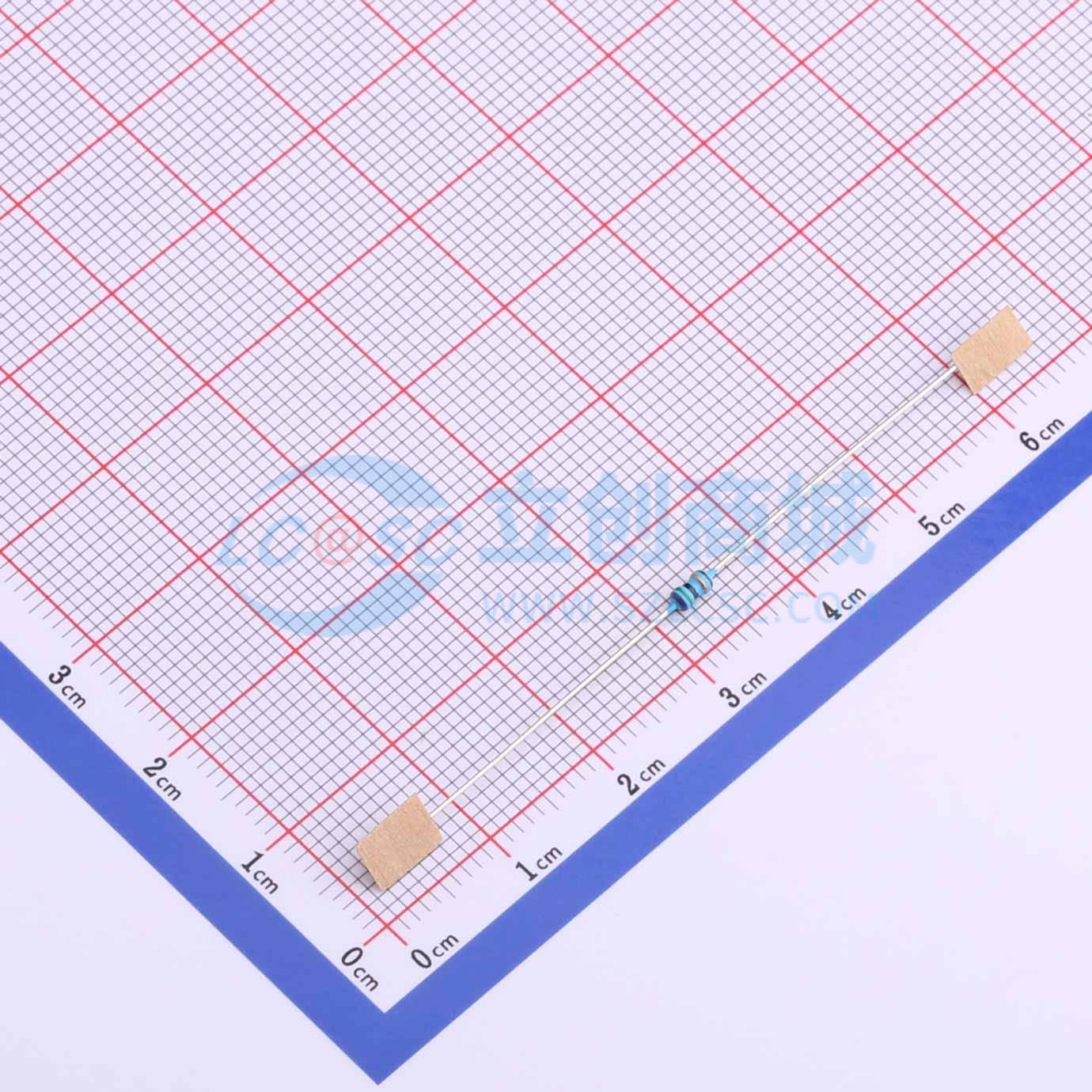 点击查看大图 MF1/8W-75Ω±1%T52实物图