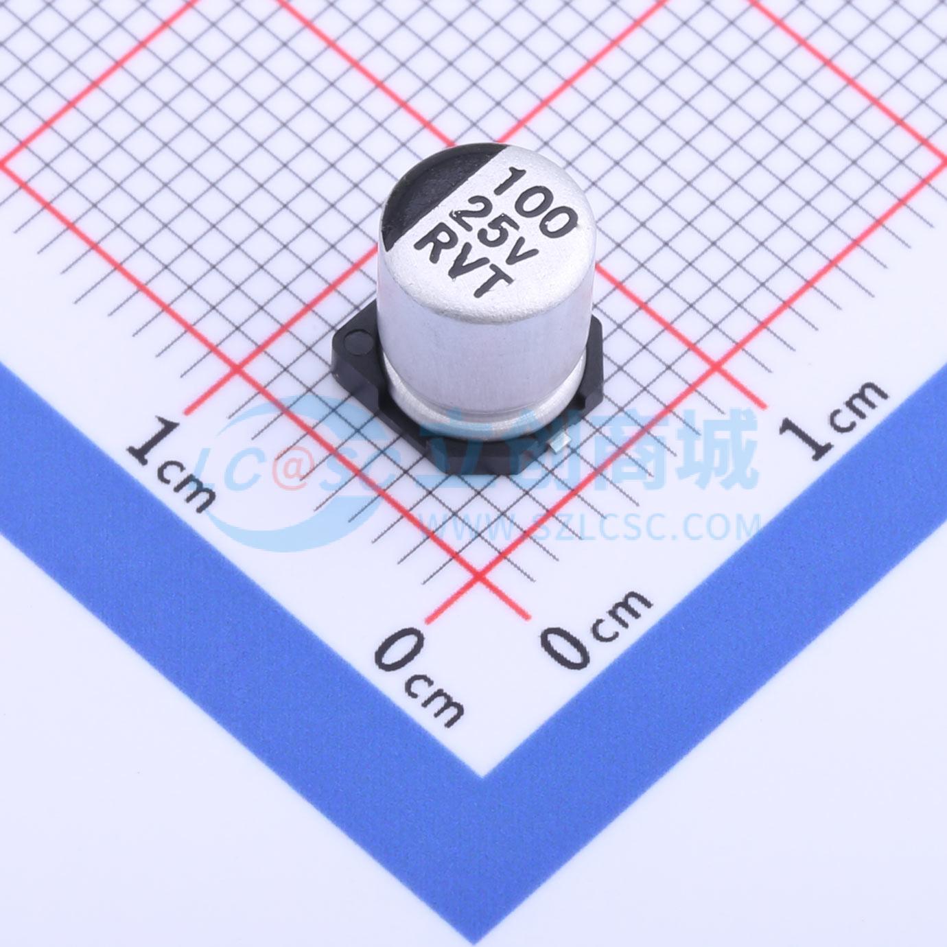 点击查看大图 RVT1E101M0607 100UF 25V实物图