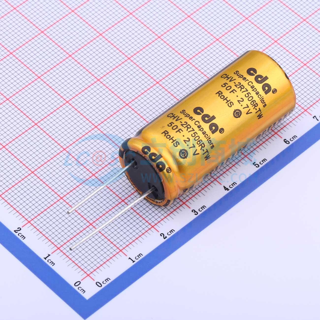 点击查看大图 CHV-2R7506R-TW 2.7V50F实物图