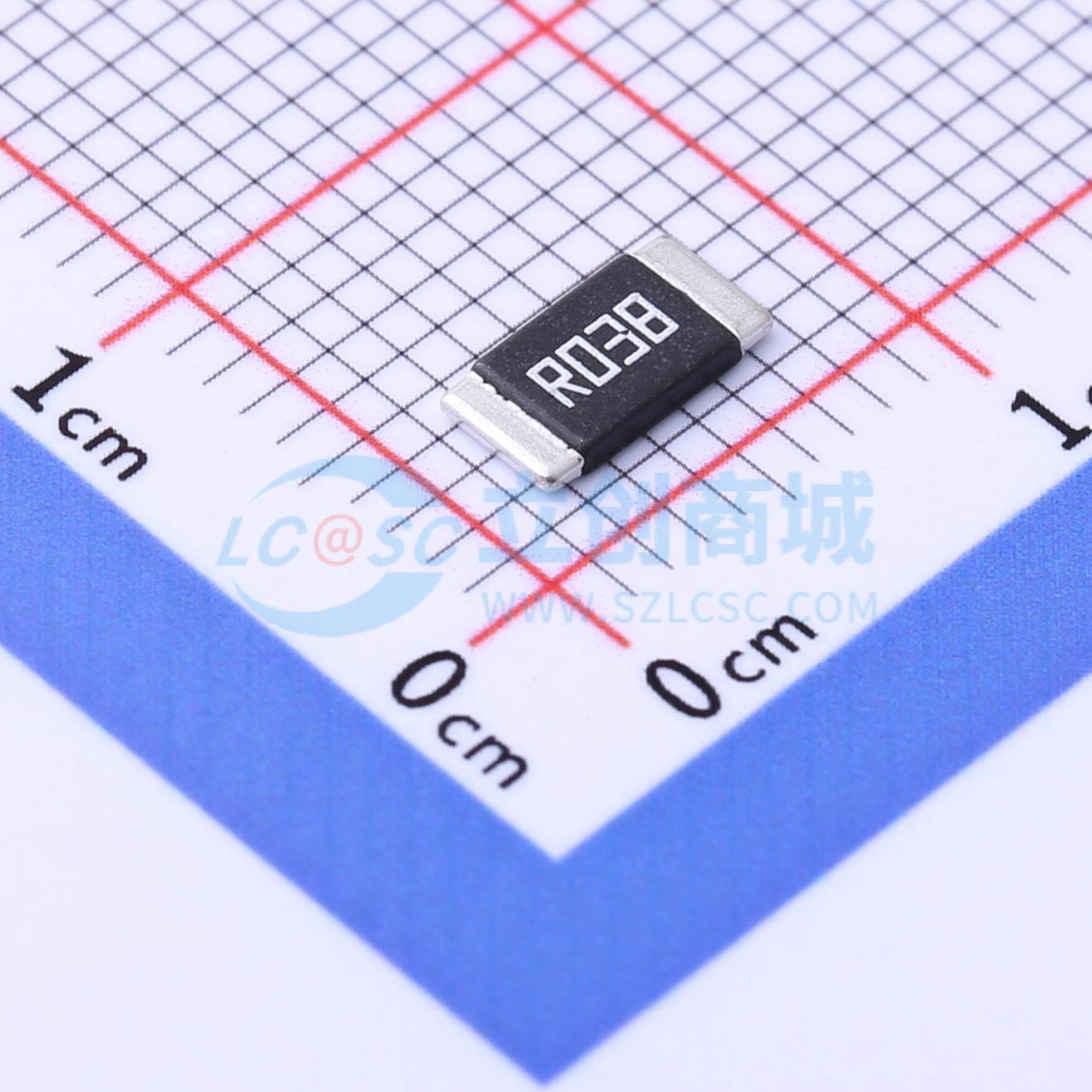 点击查看大图 HoJLR2512-2W-38mR-1%-75ppm实物图