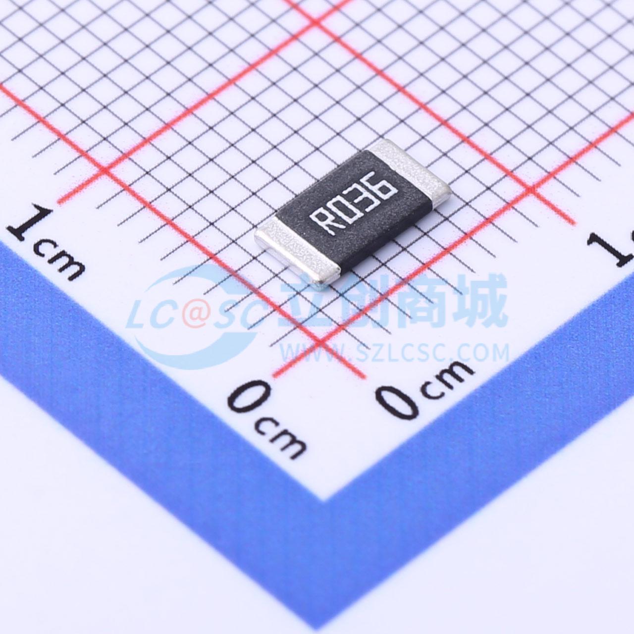 点击查看大图 HoJLR2512-2W-36mR-1%-75ppm实物图