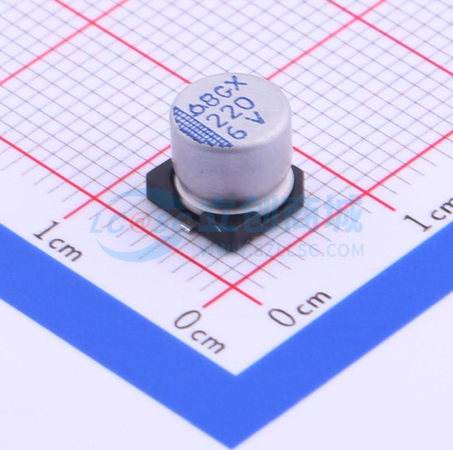 点击查看大图 AXV6.3V220M6.3*6 6.3TP实物图