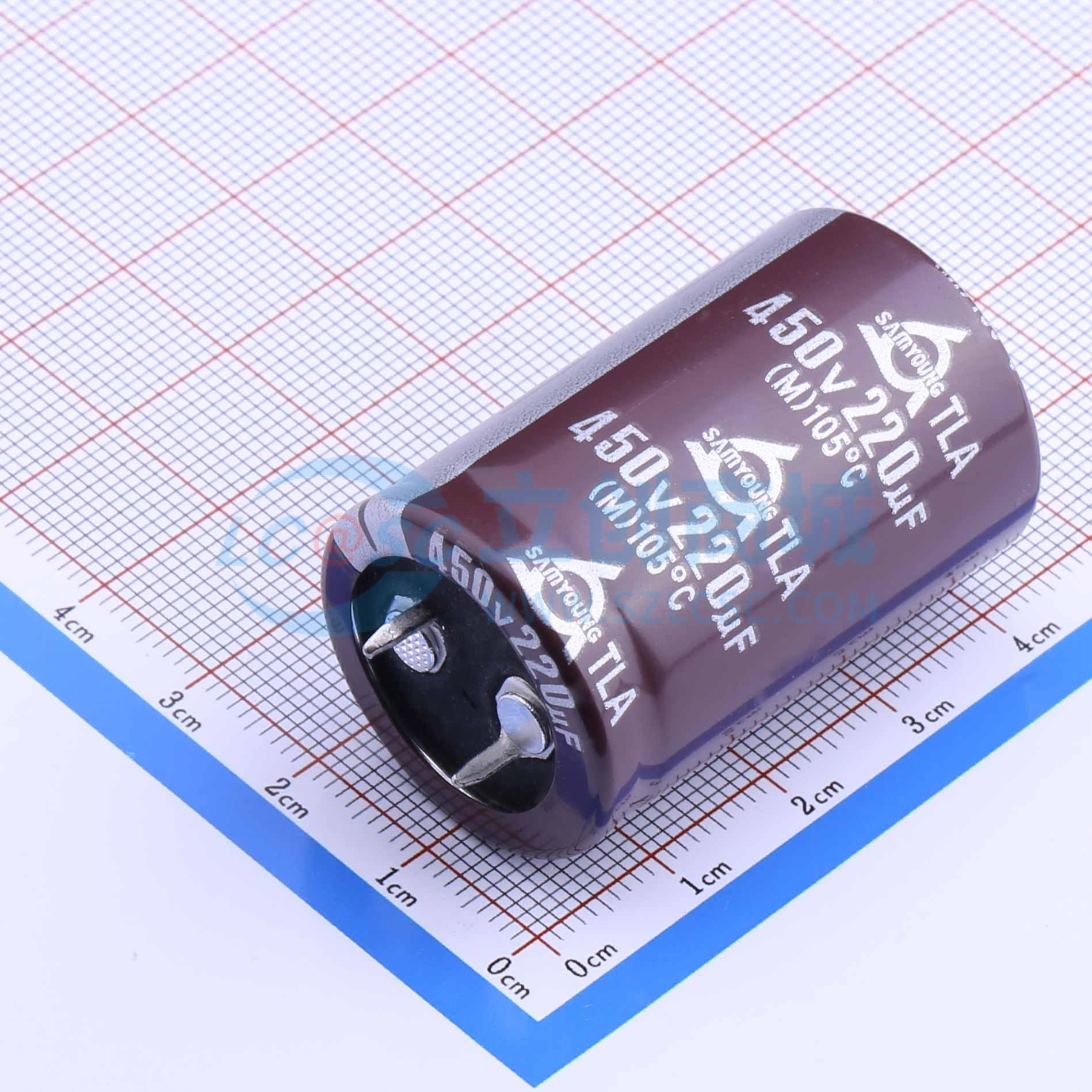 点击查看大图 TLA450V220UF25.4*40实物图
