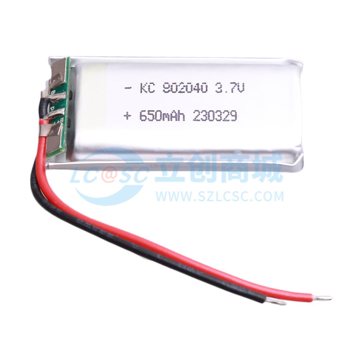 802040-650mAh-3.7V实物图
