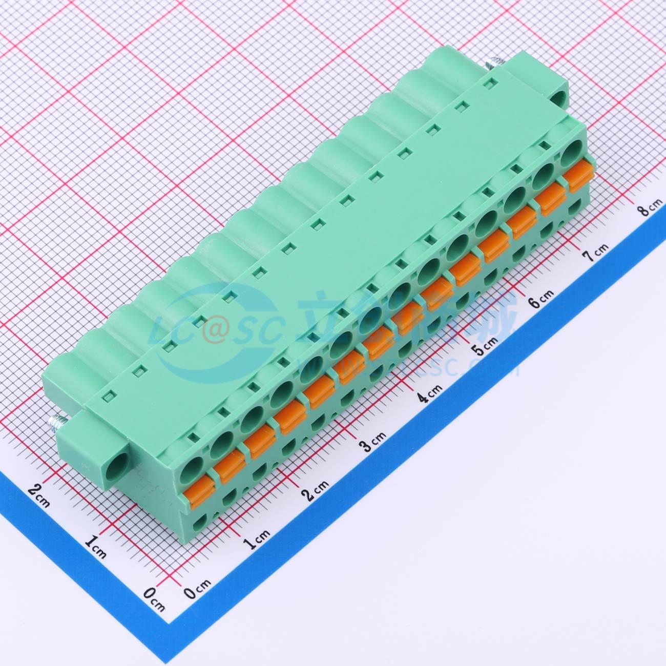 点击查看大图 MX2EDGKDM-5.08-14P-GN01-Cu-A实物图