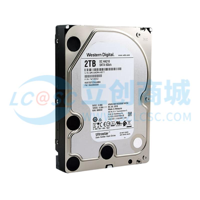 西部数据企业级硬盘Ultrastar DC HA210 SATA 2TB 7200转128MB CMR垂直