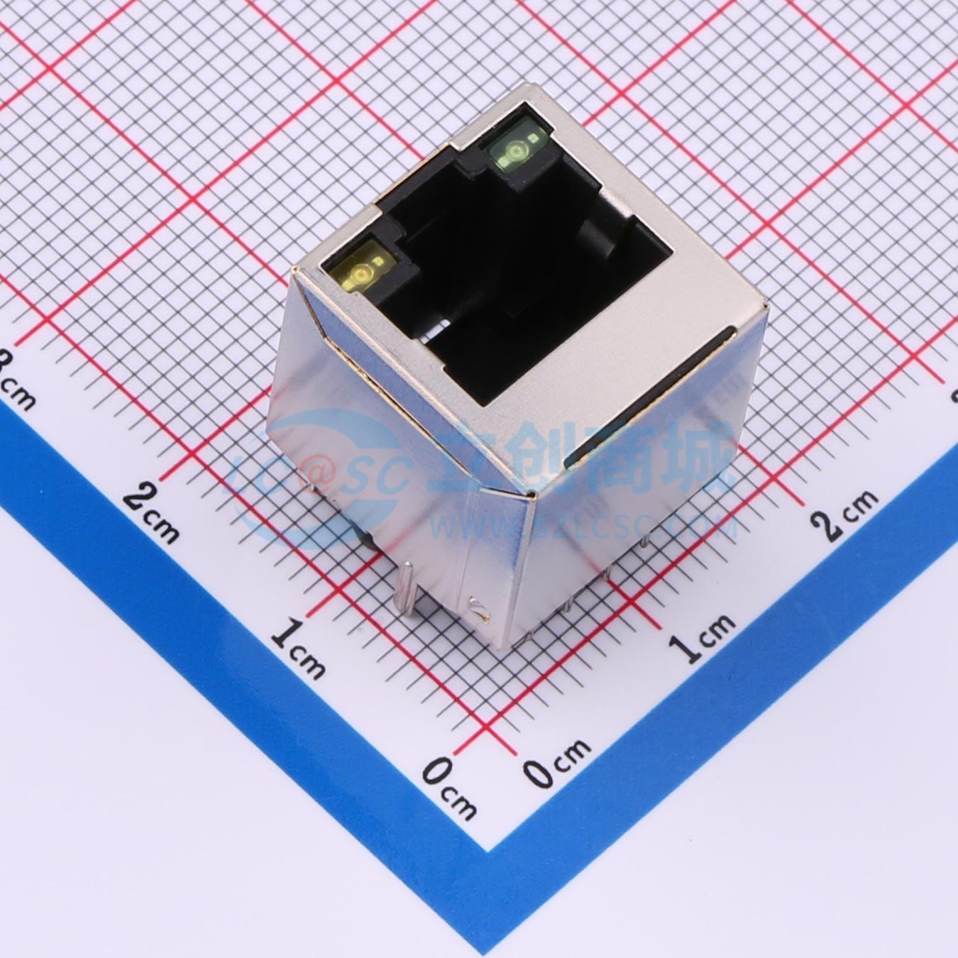 点击查看大图 HX-RJ45 180 5216-1x1 LED实物图