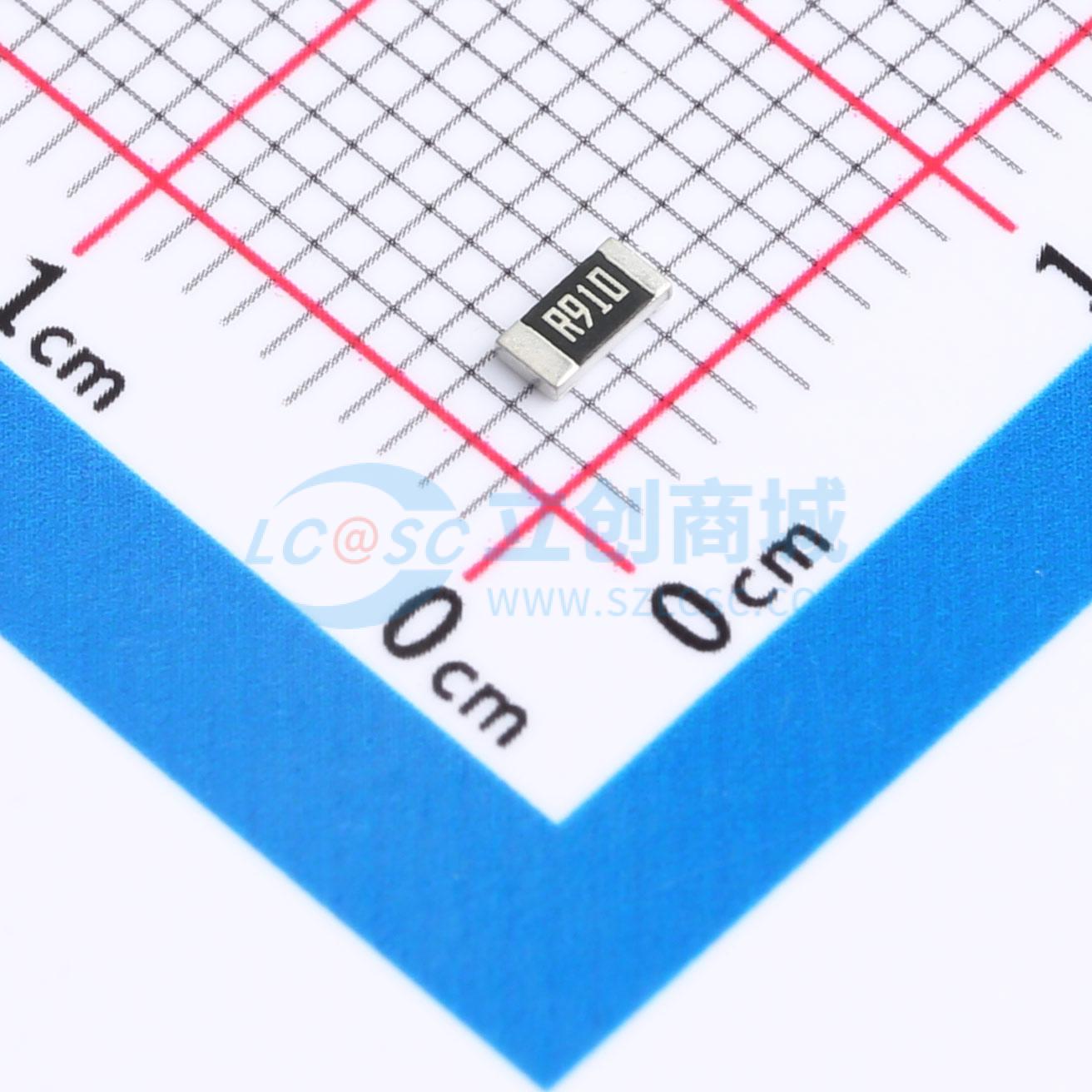 点击查看大图 HoJLRH1206-1W-910mR-1%实物图