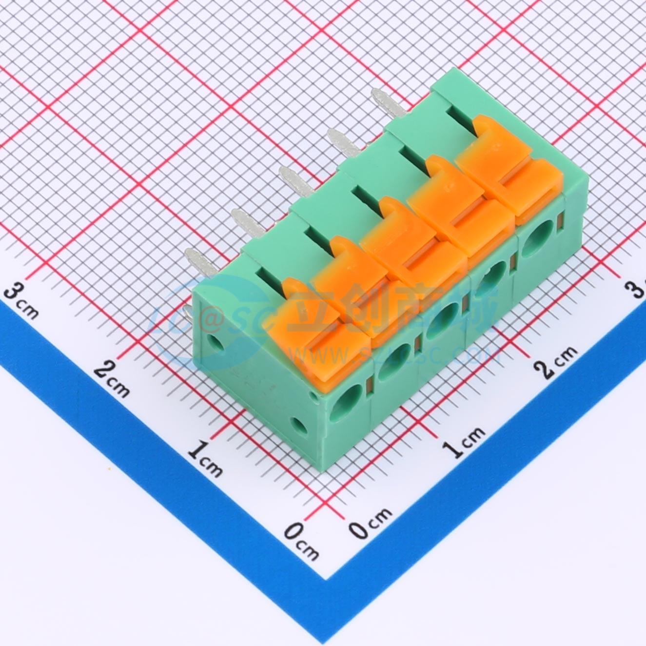 点击查看大图 MX142V-5.08-05P-GN01-Cu-A实物图