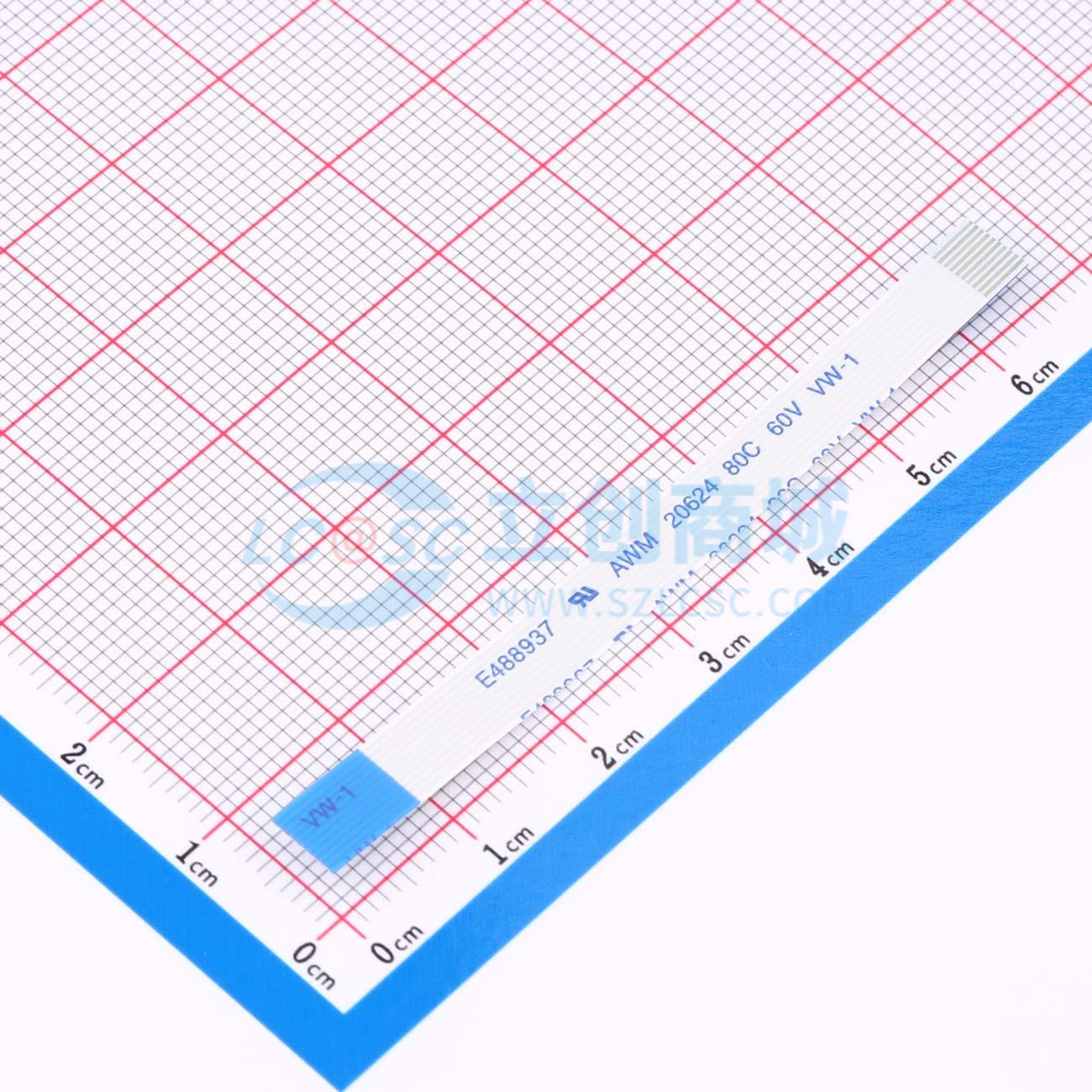 点击查看大图 FFC连接线 10P 间距0.5mm 长6.5CM 反向实物图