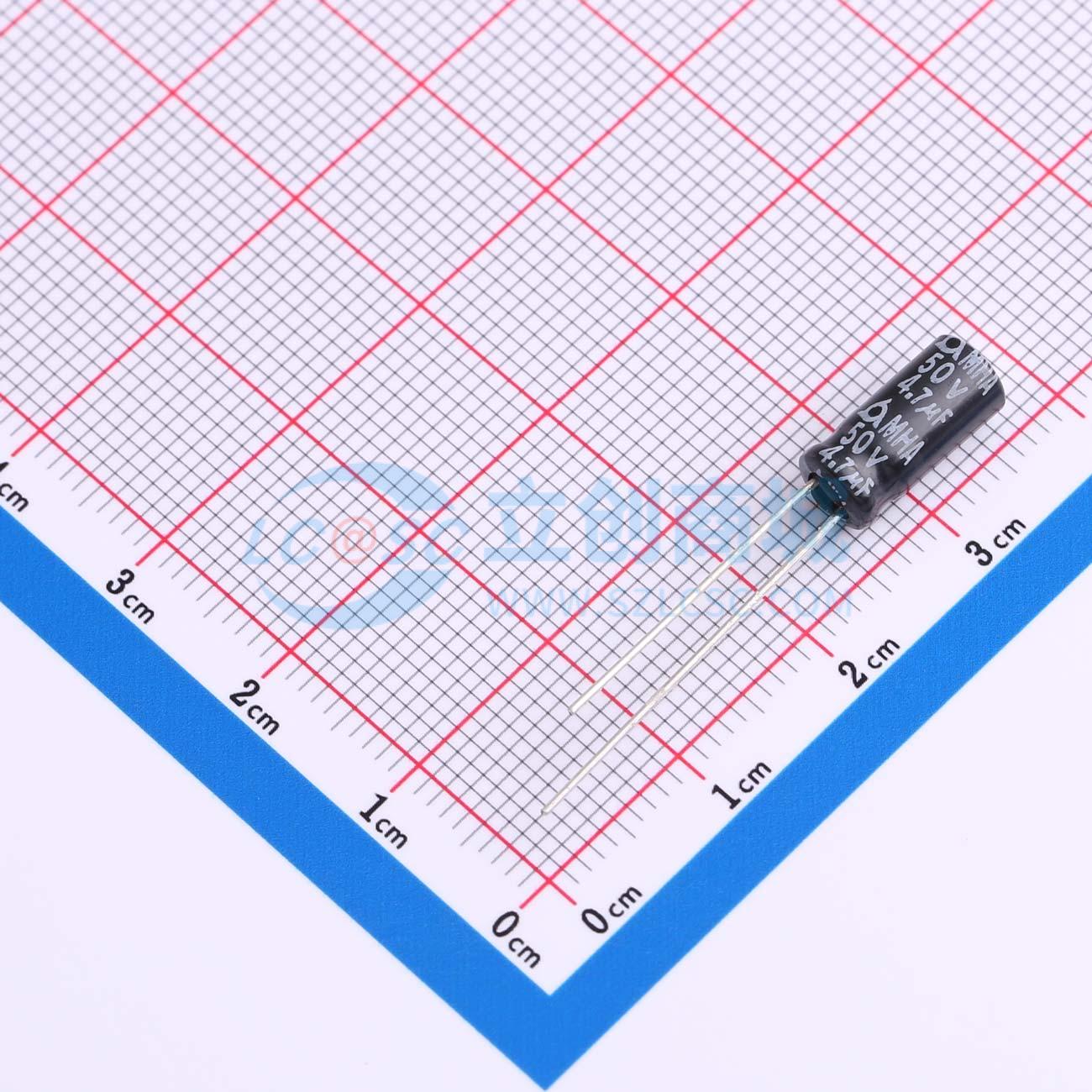 MHA 50V 4.7UF 5*11实物图