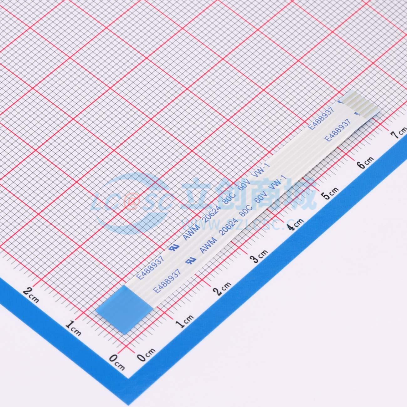 FFC连接线6P间距1.0mm长7CM反向实物图