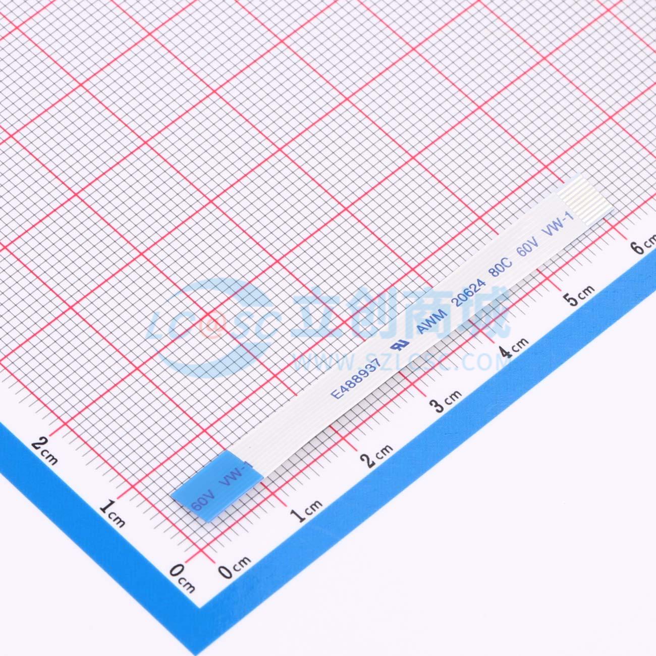 点击查看大图 FFC连接线 10P 间距0.5mm 长6CM 反向实物图