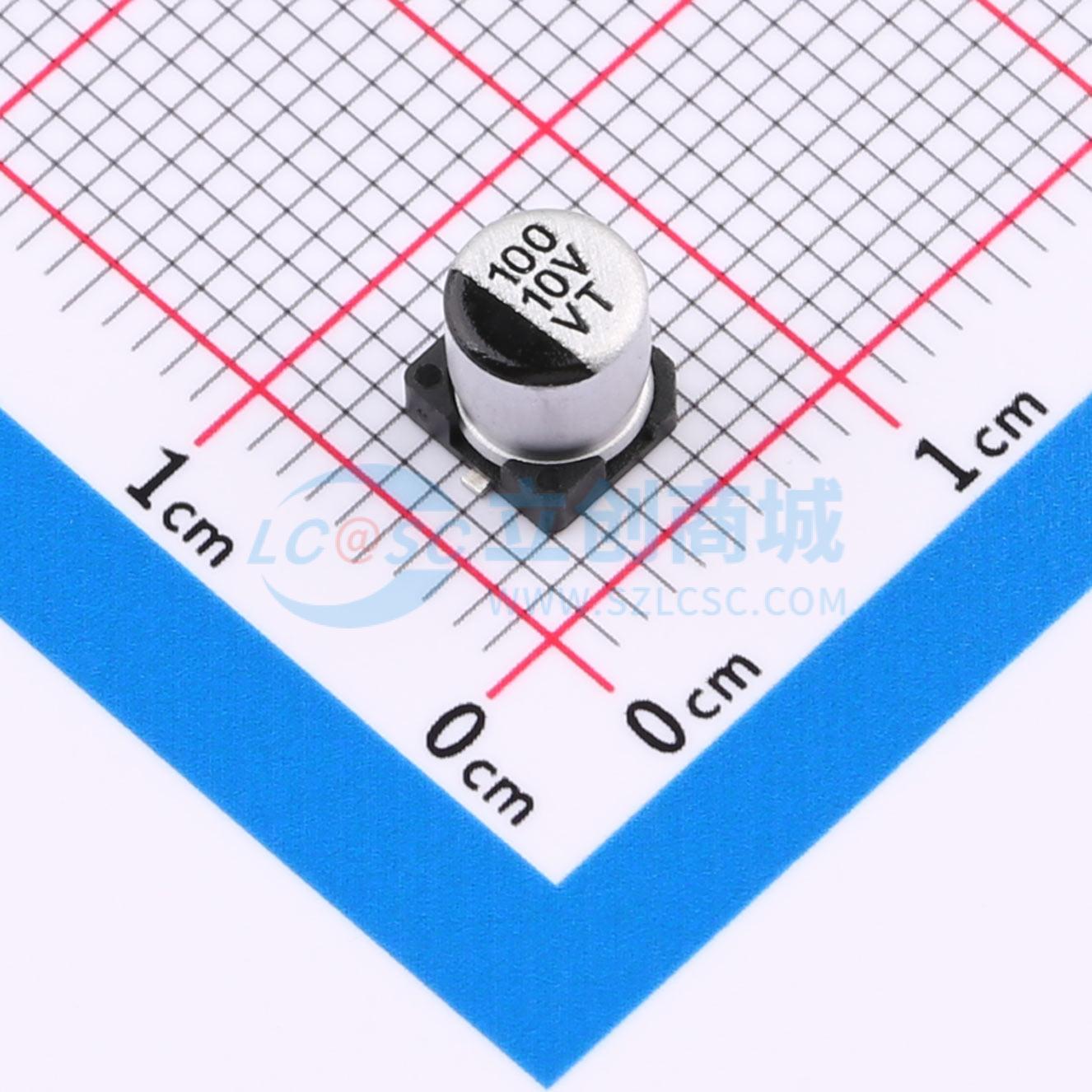 点击查看大图 RVT1A101M0505 100UF 10V实物图