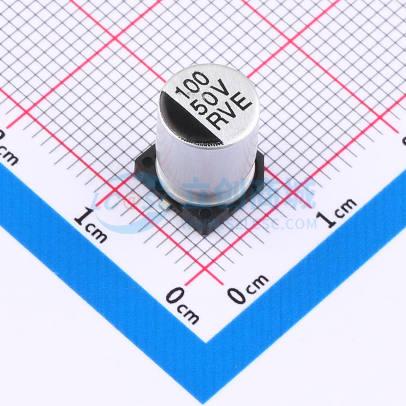 点击查看大图 RVE1H101M0810实物图