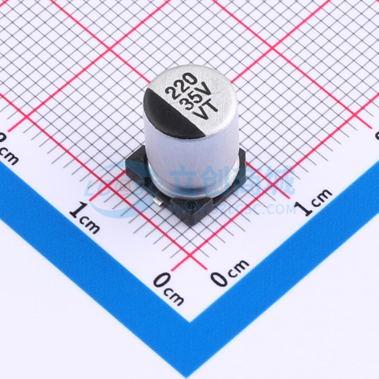 点击查看大图 RVT1V221M0810 220UF 35V实物图