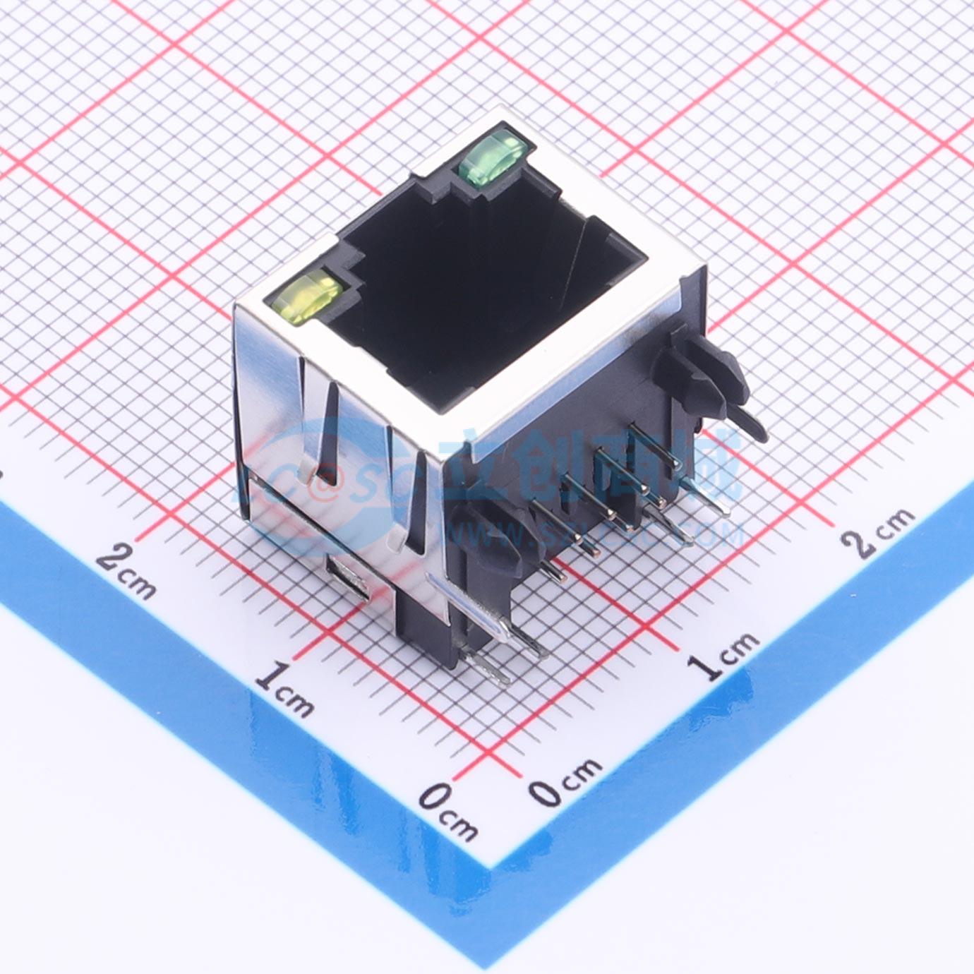 点击查看大图 LAIL-RJ45-LED2-BY-15-WC实物图