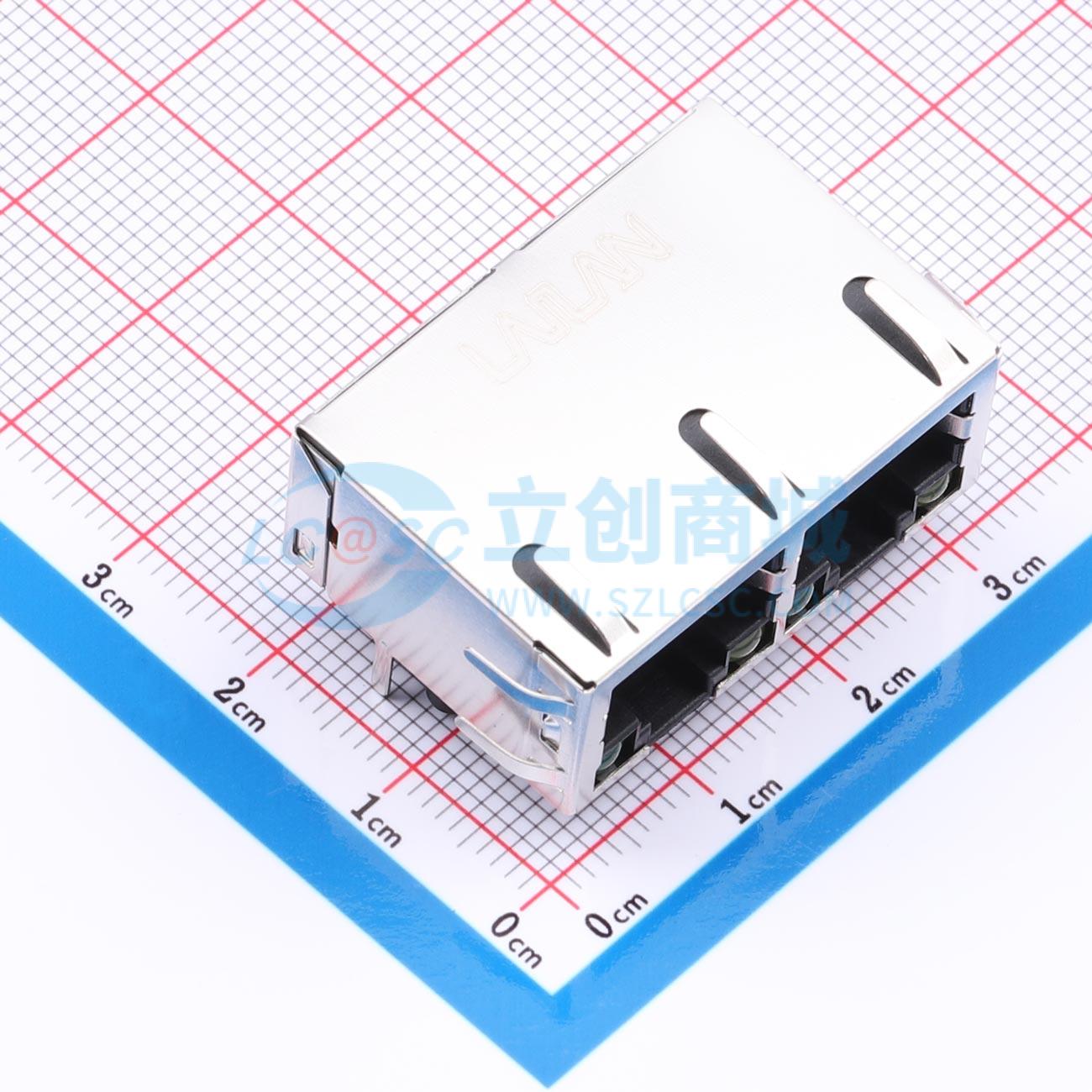 点击查看大图 LAIL-RJ45-2P-LED4-BY-02-WC实物图