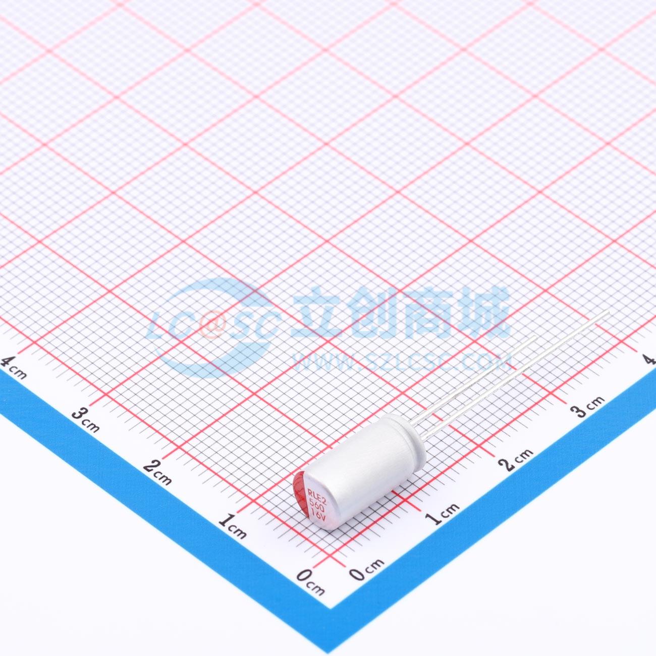 点击查看大图 RYE216V560UF6.3*12实物图