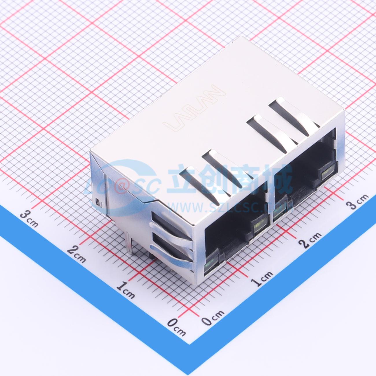 点击查看大图 LAIL-RJ45-2P-LED4-BY-02G-WC实物图