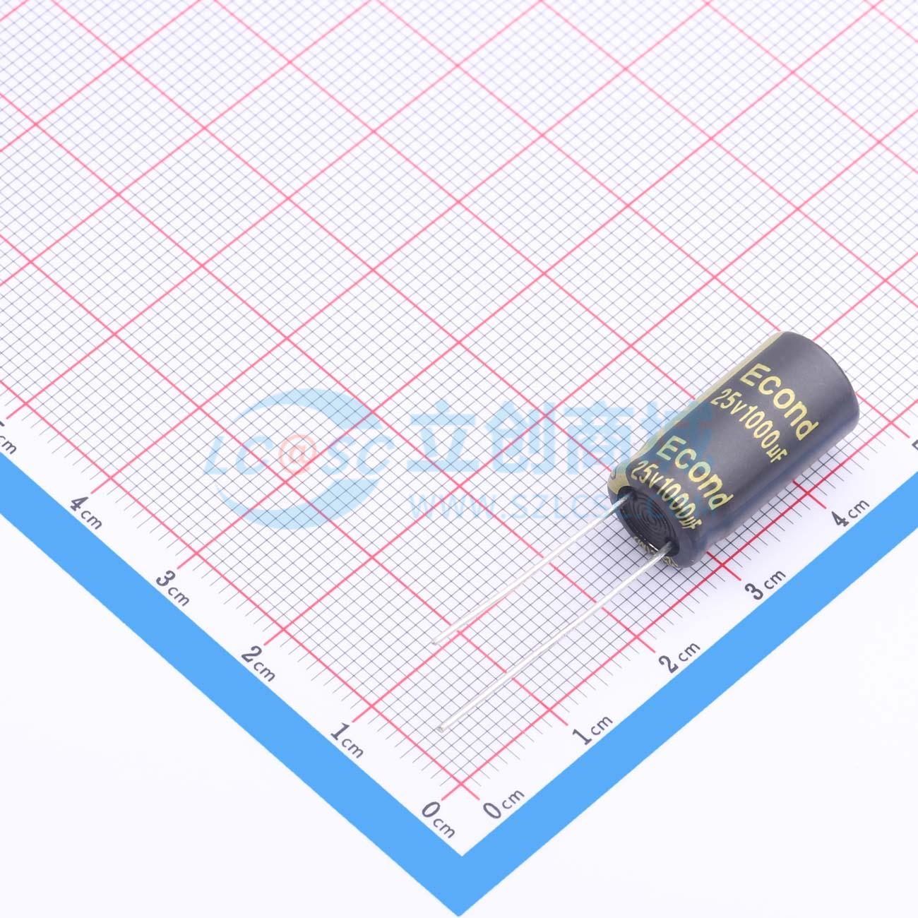 点击查看大图 1000uF25V10x20TE实物图