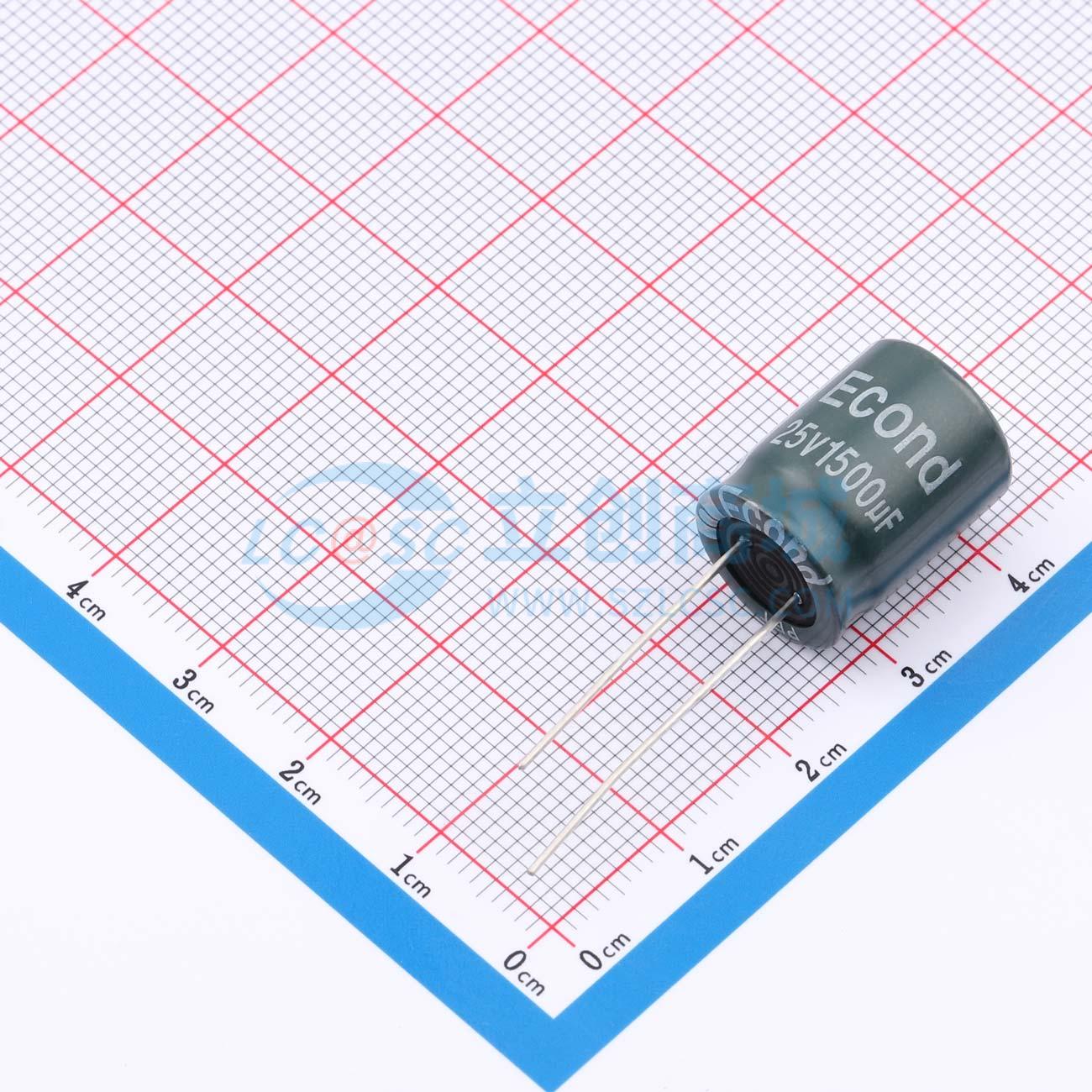 点击查看大图 1500uF25V13x17GF实物图